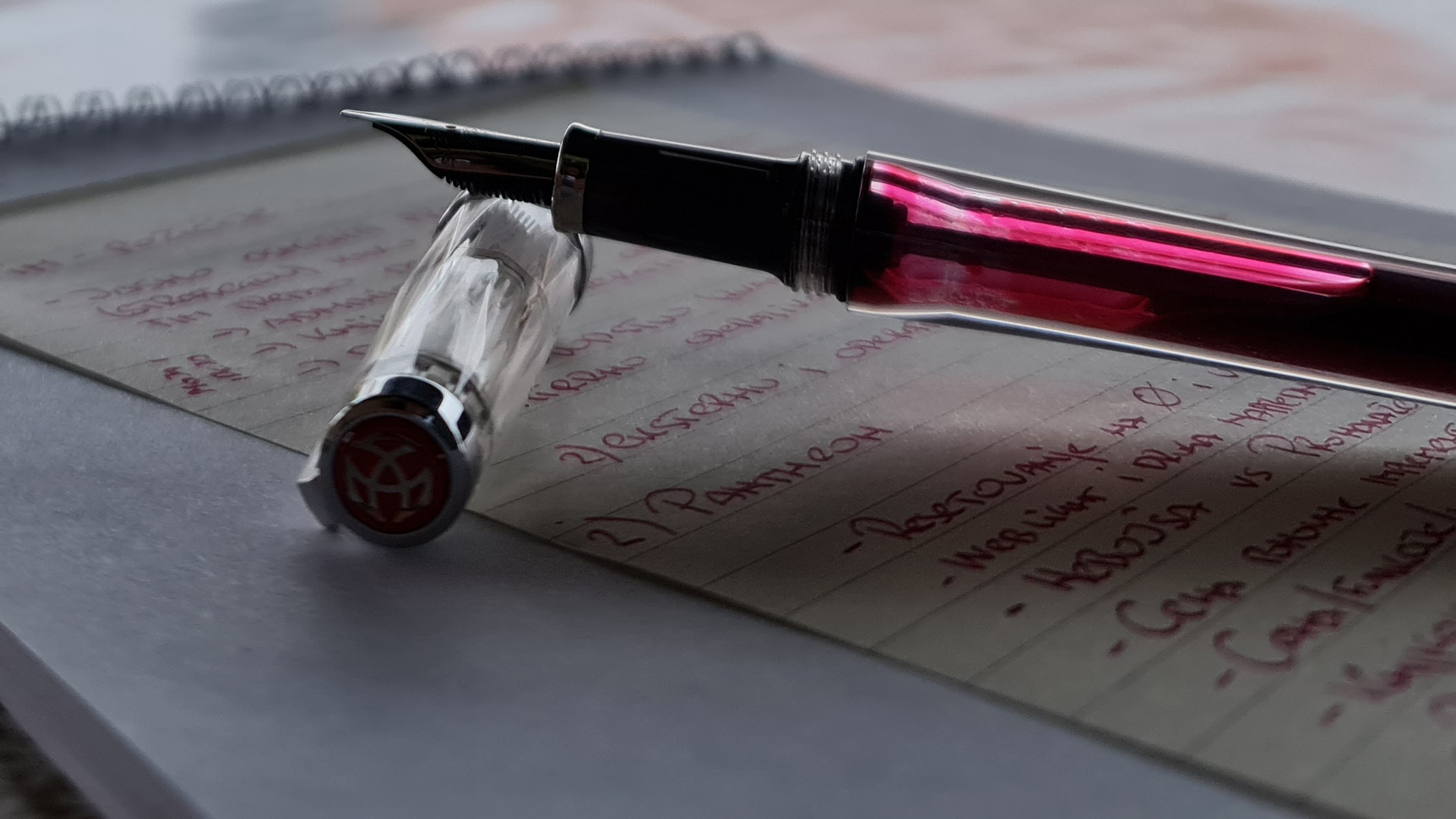 Notebook and fountain pen.